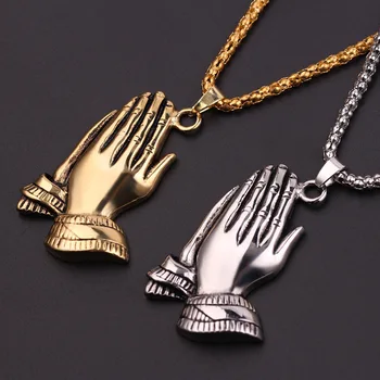 Nauji madingi besimeldžiančių rankų pakabukų vėriniai Vyriški karoliai Mada Metalas Religiniai amuletai Pakabukų aksesuarai Vakarėlio papuošalai