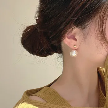Nauji korėjietiško krištolo linijos metaliniai perlų smeigės auskarai moterims Paprasta aukso spalva Maži auskarai Vakarėlio papuošalai