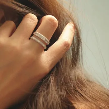 Juvelyrinis deimantas aukštos kokybės dvisluoksnis atviras žiedas moteriška ir universali žiedo dovana
