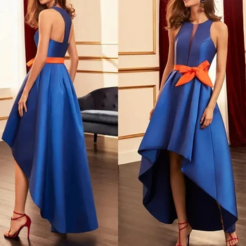 VENUS Royal Blue Elegant Prom Vakarinės suknelės O-Neck A-Line įžymybių chalatai su peteliške Atvirų kojų vakarėlių suknelės فساتين السهرة