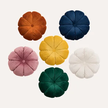 Nordic Ins Style Pillow Olandiškas aksomas Moliūgų grindų pagalvėlė Vienspalvė rankų darbo klostės Pagalvėlės Biuro kėdė Įlankos langų pagalvės