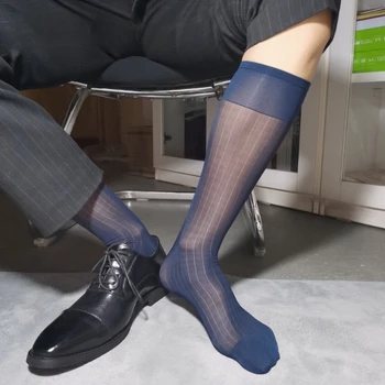 1 Poros suknelės kojinės Vyrai Verslas Japoniškos vamzdinės kojinės Itin plonos šilkinės kojinės Vyriškos kvėpuojančios Kelio aukščio oficialios kojinės