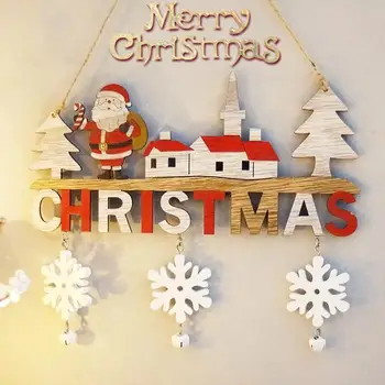 Medinės kalėdinės durys Kabančios oranmentai Siena Gruodis Kalėdos Linksmas kalėdinis dekoras namams Laimingų Naujųjų metų Naviidado durų pakabukai Dovanos