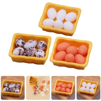3 rinkiniai Mini naminiai kiaušiniai Miniatiūriniai netikri kiaušiniai Maži kiaušiniai Mini laikymo krepšiai