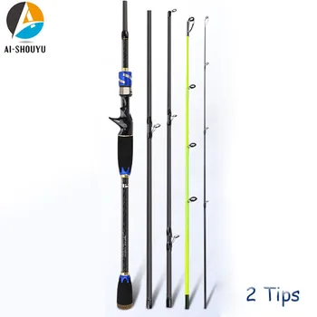 AI-SHOUYU Naujas nešiojamas masalo strypas Du antgaliai 1,8m/ 2,1m/2,4m Anglies liejimo kelioninė meškerė M/H Power Fishing Lure Rod Pole