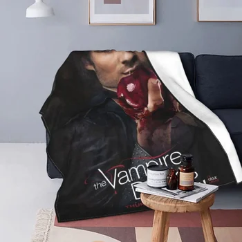 Damon Salvatore Vampyrų dienoraščių antklodės Vilnos siaubo daugiafunkcinės šiltos mėtymo antklodės lovos kelionėms Patalynės metimai