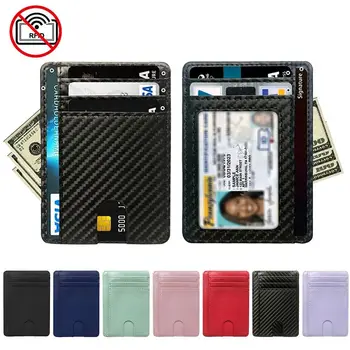 Anti Theft Kreditinių kortelių piniginė Plonas pinigų dėklas Viršelio ID kortelės laikiklis Odinė piniginė 8 lizdo RFID blokavimas