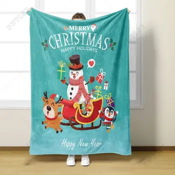 Kalėdinė antklodė sofai Animacinis filmas Kalėdų senis Spausdintas viršelis Antklodė Šiltos minkštos flanelinės antklodės Žiema