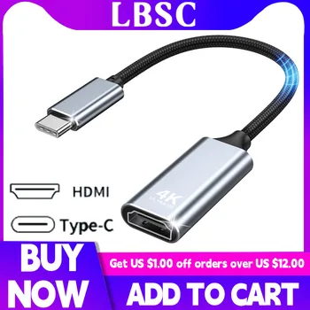 USB 3.1 Tipas C į HDMI suderinamas 2.0 USB C į HDTV 4K@60Hz vaizdo pynės kabelis, skirtas MacBook Air Pro M1 Samsung S21 Huawei Dell 1PC