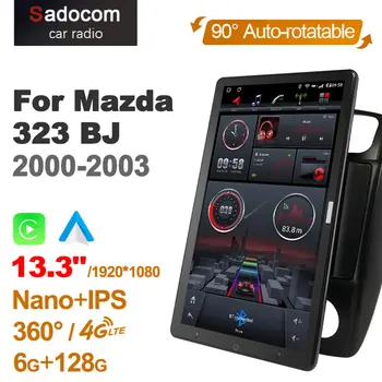 13.3 colių IPS DSP 1Din Android 10.0 Automobilių radijas 360 Panorama skirta Mazda 323 BJ 2000-2003 GPS automatinis garso grotuvas SPDIF 4G LTE NO DVD