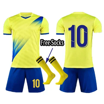 Nemokamos kojinės Custom Adult Football Jersey Sets Boys Soccer Sports Uniforms Kids Men Sportswear Kits vaikų futbolo kostiumas