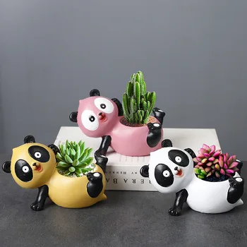 Cartoon Panda gėlių vazonas Sultingas vazonas Dervos sodintuvas Namų dekoras Vidaus apdaila Darbalaukio papuošalai Bonsai augalų puodas