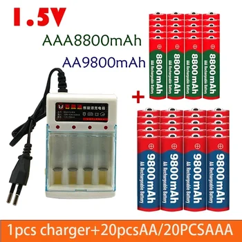 Nemokamas pristatymas 1,5V įkraunama baterija AAA 8800 Mah+AA 9800 Mah su šarmine technologija Tinka žaisliniams skustuvams+įkrovikliams