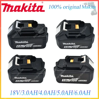 100% Originali 18V Makita 3.0/4.0/5.0/6.0Ah įkraunama elektrinių įrankių baterija su LED ličio jonų baterija BL1860B BL1830 BL1850