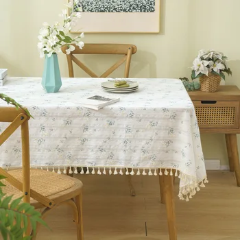 Maža šviežia kutais dengta staltiesė Modernus paprastas paprastas ramunėlių kavos staliukas Medvilninis linas Šiaurės Europa Ins stačiakampė staltiesė