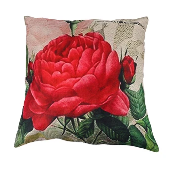 Vintažinis gėlių/gėlių linų dekoratyvinis mesti pagalvės dėklas Pagalvės užvalkalas Namų sofos užvalkalas dekoratyvinis(rožių gėlė)