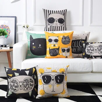 Nordic Cartoon Crown Cat pagalvės užvalkalas Geometrinė sofos pagalvėlė Namų dekoratyvinis pagalvės užvalkalas