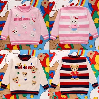 2-7Y Baby Sweater Japan Style One Piece of Cartoon Tthree-dimensional Bear Rabbit Triušio megzti marškiniai vaikams ir berniukams