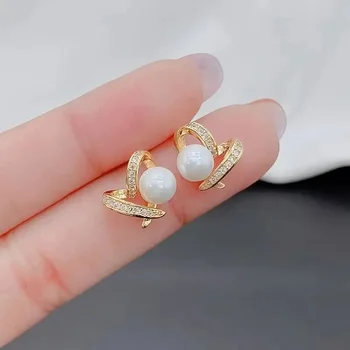 Huitan Partysu stiliaus meilės smeigtuko auskarai su perlų imitacija Išskirtiniai širdies auskarai moterims Išgalvotos merginos Dovanų mados papuošalai