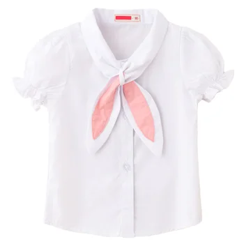 2019 Mergaičių palaidinės marškiniai Baby School Girl Cotton Rabbit Earų viršūnėlės 2 3 4 5 6 m. Vaikiški marškiniai Vaikiški drabužiai Mielos mažylio palaidinės