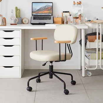Šiaurietiškos odinės biuro kėdės namų kompiuteriui Kėdė Paprasta biuro kėdė Retro dizainerio laisvalaikio patogi pasukama biuro kėdė