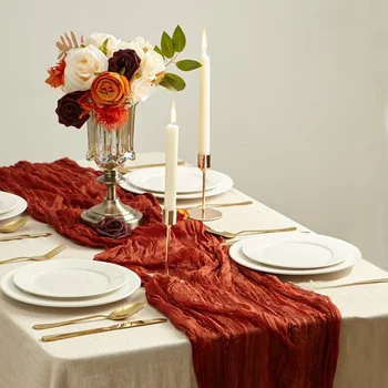 400CM plisuotas audinys Vestuvių dekoravimo stalo vėliava Reljefinė bohemiško stiliaus amerikietiško stalo dekoravimo vestuvių pokylių šventė