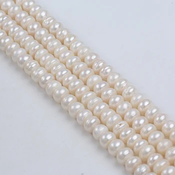 B klasė 10-11mm natūralaus balto mygtuko formos gėlavandenių perlų sruoga