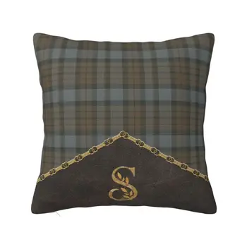 Odinis tartan Monogram S pagalvės užvalkalas 45x45cm Dekoracija Šiaurės šalių modernus pledas Patikrinkite tekstūros pagalvėles sofos kvadratiniam pagalvės užvalkalui