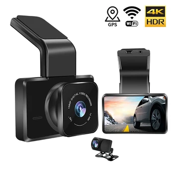 Car DVR 4K 3840*2160P Dash Cam WIFI GPS Dashcam Transporto priemonės kameros pavara Vaizdo registratorius Auto Park Monitor Black Box naktinis matymas