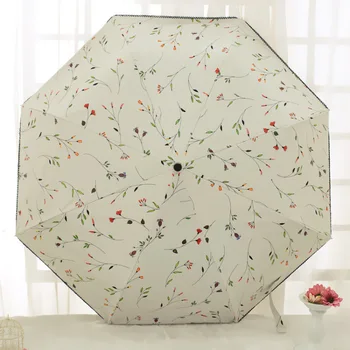 Visiškai automatinis sulankstomas skėtis nuo saulės Romantiškas Mielas Skėtis Lietus Moterys Kūrybiniai skėčiai Gėlių prekės ženklas Skėčiai