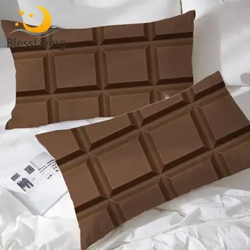 BlessLiving šokoladinės plytelės pagalvės užvalkalas Super minkštas juokingas pagalvės užvalkalas 3d tikroviškas pagalvės dėklas Milžiniška šokoladinė pagalvės apsauga