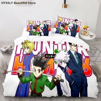Hunter X Hunter 3D antklodžių užvalkalo komplektas Patalynės komplektas Japoniškas anime Twin Queen King antklodės užvalkalas Pagalvių užvalkalai Poliesterio namų dekoras