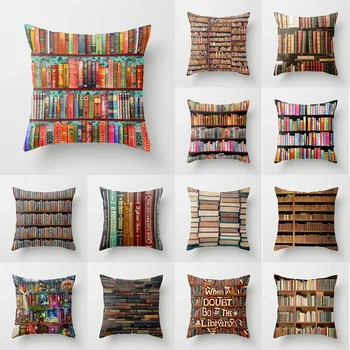 Senovinių knygynų serija Spausdintas pagalvėlės užvalkalas namams Svetainė Sofa Automobilio dekoravimas Kvadratinė metimo pagalvė 