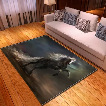 Arklio svetainės plotas Kilimėlis Didelis arklio atspaudas 3D kilimas Miegamojo grindų kilimėliai Salonas Vaikai žaidžia žaidėjo kilimėlį Flanelinis grindų kilimėlis Neslysta