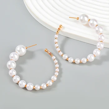 2023 m. ruduo Vintažiniai perlų imitacijos auskarai Smeigtukas moterims Karoliukai Apskritimo lankai Moterys Korėjiečių madingi paprasti prabangūs auskarai