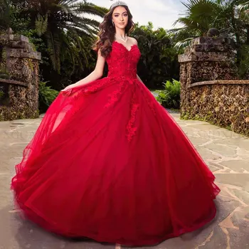 Žavingos raudonos svarainių suknelės 2024 Naujas atvykėlis Mieloji Ilga kamuolinė suknelė Prom suknelė Saldi 15 16 Gimtadienio vakarėlio sijonas Gala