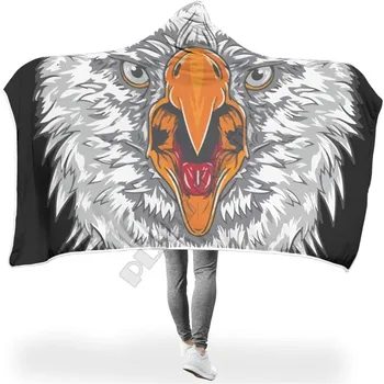 Animal Totem Eagle Hooded Blanket 3D Printed Wearable Blanket Adults Men women kids Boy Girl Blanket throw