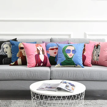Šiuolaikinės mados pagalvė Namų dekoratyvinės pagalvės sofai Biuro pagalvėlė Lovos atlošas Kūrybinis personažas Spausdinimas Pagalvėlės užvalkalas