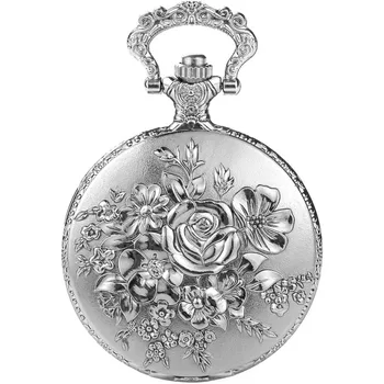 Retro spausdinimo mados dizaino pakabinamas kvarcinis kišeninis laikrodis su grandinine aukso gėlių kvarco laikrodžiu Fob laikrodžiai moterims reloj hombre