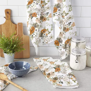 rudeninė gėlė Eukalipto lapų tekstūra Virtuvinis rankšluostį sugeriantis indų audinys Indų indai Rankšluostis virtuvės buitiniam valymo įrankiui