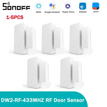SONOFF DW2-RF 433MHz belaidis durų lango jutiklis Išmaniųjų namų automatikos modulis Atidaryti / uždaryti detektorius Darbas su Alexa 