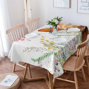 Velykų kiaušinio tekstūra Akvarelė Triušio stalo audinys Neperšlampama valgomojo staltiesė Virtuvė Dekoratyvinis vakarėlio stalo užvalkalas