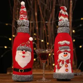 Kalėdiniai raudonojo vyno butelių dangteliai Krepšinis Pliušiniai audiniai Šventinis Kalėdų senelis Šampano butelio dangtelis Kalėdinės dekoracijos namams