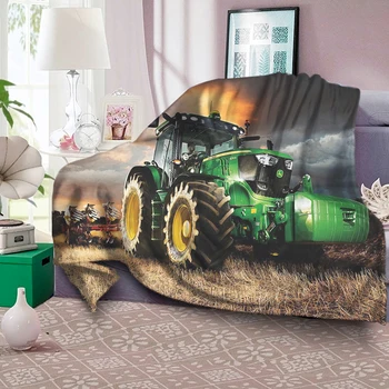 Automobilių traktoriaus raštas Šerpų flanelinė antklodė Jaukus minkštas žieminis sofos užvalkalas Mesti antklodes Šilta pliušinė antklodė Pagrindinis miegamasis Dekoratyvinis