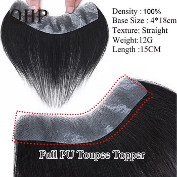 Natural PU Front Hairline Vyriškas perukas 100% Remy Real Human Hair Men Toupee Hairpiece Male Kapiliarinių protezų pakeitimo sistema