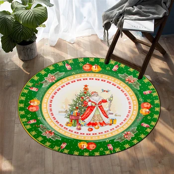 Mielas kalėdinis apvalus kilimas grindų kilimėlis kambario dekoras Iškylų kilimėlis Svetainės kilimas Stalo pagalvėlės žaidimų aikštelė Durų kilimėlis poliesterio kilimas