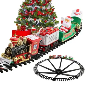 Kūrybingas kalėdinis traukinys Kalėdų eglutei Elektriniai žaislai Geležinkelio automobilių lenktynių trasa su muzika Kalėdų senelio Navidado dekoracijos Dovanos