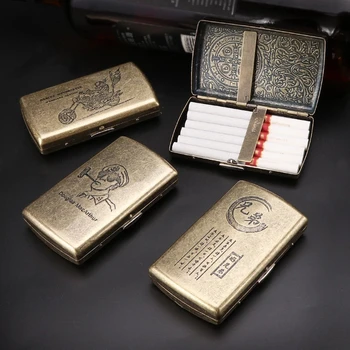 Metal Classic Cigarrette Case Creative Smoking Set Nešiojamas cigarečių dėžutės rankovės kišeninis tabako pakelio dangtelis Rūkymo priedai