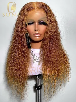 13x4 13x6 gilių garbanotų nėrinių priekinis perukas skaidrus 27 medaus blondinės garbanoti nėrinių priekiniai perukai bordo raudonos spalvos HD žmogaus plaukų perukai