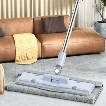Plokščios šluostės grindų dulkių šalinimas Nešiojamas mikropluošto padas 360 laipsnių sukimosi nuimama rankena šluostė Namų langų virtuvės valymo įrankis